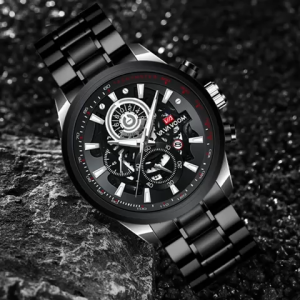 STALIO Jam Tangan Pria VAVAVOOM Anti Air Orii Men Fashion Watch Kalender Bisnis Rantai Stainlees Steel Hitam Keren Buat Gaya Jam Tangan Pria Ori Jam Tangan Pria Mewah Jam Tangan Jam Tangan Pria Kalender Aktif Jam Tangan Pria Kaca Hardlex -JV14