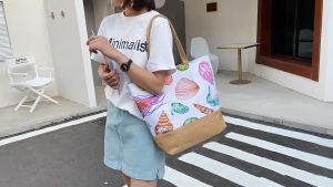 Túi Tote Vải Canvas Cỡ Lớn Có Khóa Kéo Túi Vừa A4 Rộng Rãi Đị Làm Đi Học Đi Chơi In Hình Cá Tính Thời Trang LX338