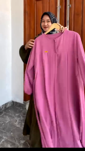 Abaya Elsira Gamis Set Hijab Voal Motif Bahan Crinkle Airflow