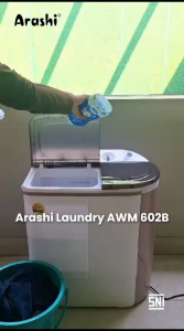 ARASHI Mesin Cuci Laundry 2 Tabung Atas Kapasitas 6 Kg AWM-602B / AWM 602 B Garansi Resmi 2 tahun