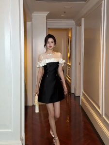 ZYHT EraVogue เดรสผู้หญิง เดรสสีดำ เดรสทรงเอ เดรสสูท เดรสทำงาน เดรสไฮโซ เดรสวินเทจ เดรสออกงาน เดรสปาร์ตี้ ชุดราตรี 65063