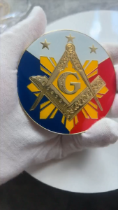 3 Inch Solid High Quality Metal MASON Emblem Sun Flag Masonic Car logo