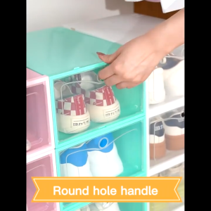 Large Size Shoe Box Organizer With Transparent Cover Foldable Hard Plastic Candy Color Shoes Rack