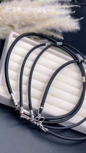 Dây Chuyền Vòng Cổ Nam Cao Su Bọc Bạc 925 Chính Hãng BẠC HIỂU MINH DCS043