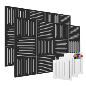 BEIYIN 12 Pack Acoustic Absorption Diffuser Panels 30X30X0.9CM Perforated Sound Insolation Tiles Noise Reduction Soundproof Treatment Board for Studios/Home/Offices/KTV/Gaming