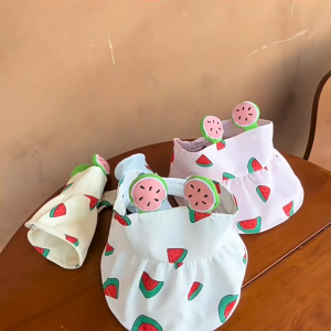 หมวกเด็ก 8เดือน - 3ปี รอบหัว: 48-50 cm 🍉 หมวกกันแดดครึ่งหัว แต่งลายแตงโม 🍉