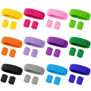 3pcs Sports Towel Headband Wrist Set Exercise Band Sweat-Absorbent Headband Yoga Volleyball  Fitness Running