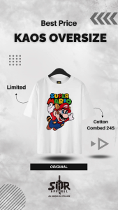 SMR APPAREL - Kaos Oversize SUPER MARIO premium Cotton Combed 24s Pria & Wanita Basic Lembut