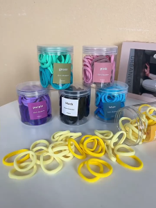 FR-C1109 Set Ikat Rambut Wanita Dewasa Anak Isi 50pcs Free Box Bahan Karet Elastis / Kunciran Donat