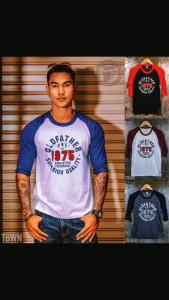 เสื้อแขนสามส่วน เสื้อแขนสามส่วนผู้ชาย เสื้อแขนสามส่วนวินเทจ เสื้อไหล่สโลป แขน 3 ส่วน เสื้อยืด เสื้อยืดวินเทจ Vintage. ( รหัสสินค้า T 6 ) Man Clothing