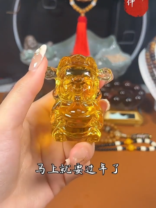 Tượng thần tài pha lê 6cm tượng ông thần tài may mắn tích lũy của cải trưng bày trang trí làm quà tặng
