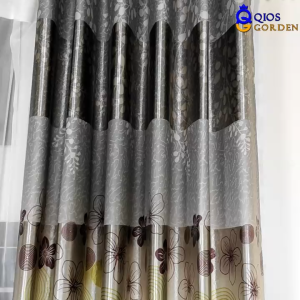 Gorden Ruang Tamu Mewah Bahan Blackout Import Motif Printing Batik Emas Model Smokering