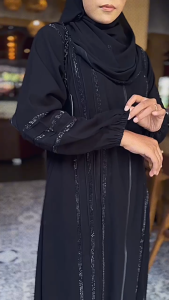 Neww Abaya Ziper swaroski mix Jettblack Super Dubai Velia