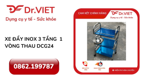 Xe đẩy inox 3 tầng 1 vòng thau DCG24