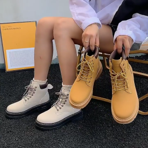 Black Martin Boots for Men: Korean Thick Sole High-cut Casual Shoes