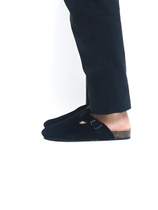 Moofeat Kloff - Sandal Slide Clog Mule Kulit Casual Pria Black