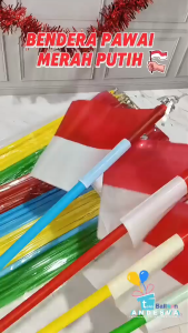 bendera pawai / bendera karnaval / bendera HUT RI / bendera pegang tangkai per pak isi 20 pcs