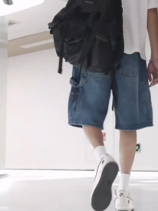 Mens denim shorts summer thin trendy brand ins loose and versatile oversize high street five-point pants