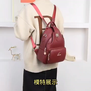 Tas Ransel Kulit Pola Leci Pelek Kualitas Tinggi Mode untuk Wanita Ransel Wanita Desain Mewah Ransel Perjalanan Kapasitas Besar Tas Ransel Wanita Import  Tas Bahu Remaja Wanita Tas Gedong Wanita Terbaru