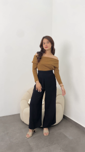 Denada Top Rib Baju Wanita Atasan Lengan Panjang Korean Style Kekinian Terbaru Ootd by Clashe