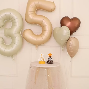 Retro Style Number Foil Balloon 32 Inch Giant Digital 0-9 Orange Mylar Balloon Cream Caramel Color Helium Balloons Party Decorations 1st 60th Birthday Anniversary Graduation Partyneeds Decor Supplies