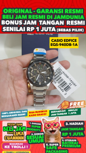 CASIO ORIGINAL - CASIO EDIFICE EQS-940DB-1AVUDF - MEN NG - Stainless Steel - Silver - Jam dunia JD18