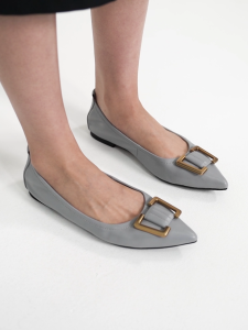 PAZZION JB30-77 Harper Gold Buckled Pointed-Toe Flats