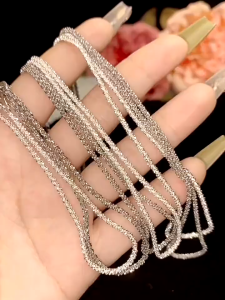 Kalung Wanita Titanium Berkilau Kalung Polos Sparkling Silver Chain Necklace