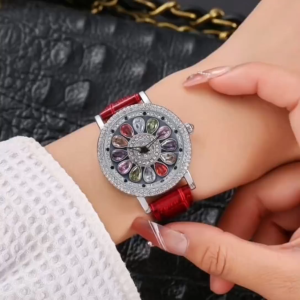 Jam tangan Wanita Ticarto 2855G tali kulit mata plat putar original