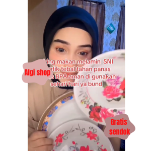 12Pcs Piring Makan Melamin besar bulat cekung tahan panas anti kelopek