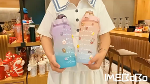 Botol Minum Motivasi Air Viral Aurel Kapasitas Jumbo 2 Liter Dengan Skala Pengingat Waktu BPA Free