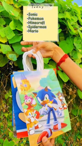 iSchoolDy Kids Cartoon Sonic Paper Bag Gift Bag Goodies Birthday Celebration