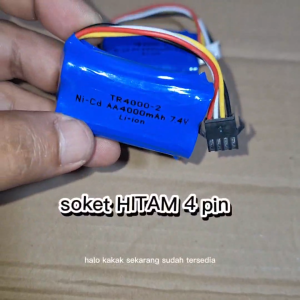Baterai Mainan Anak Mobil RC Lithium 14500 7.4V 3000mAh Soket HITAM 4 PIN & PUTIH XH 4 PIN