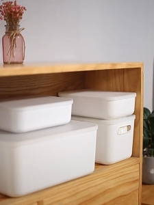 Ivory White Stackable Storage Box With Cover / Home Organizer / Plastic Container