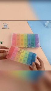 WESHOP88 1pcs Medication Storage Box Weekly Mini Medication Organizer 7 Day 21 Slots Pill Medicine Box Marked Week