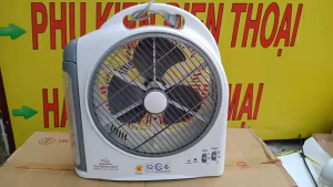 Quạt Sạc Tích Điện Dạng Hộp 10 Inch Honjianda HJD-FL203 loại 2 bình có đèn LED - Hàng Chính Hãng