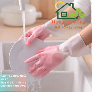 BTL6 - bao tay lao động dọn dẹp lau chùi vệ sinh nhà cửa nhựa PVC mềm chống trượt free size ( M ) ( xem trong mô tả )