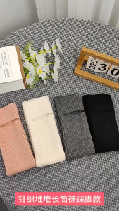 Over Knee Japanese JK Uniform Leg Warmers Korean Lolita Winter Girl Women Knit Boot Socks 40cm Pile Up Socks Foot Warming Cover