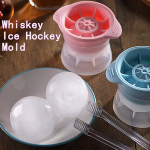 [EZY4LIFE] Ice Ball Mold Silicone Produce 2.5 Inch Large Size Ice Balls for All Drinks. Stackable Ice Ball Maker Mold.