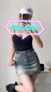 Chân Váy Jeans Ngắn Ôm Lật Lai Có Quần Trong GuZ-Vr3
