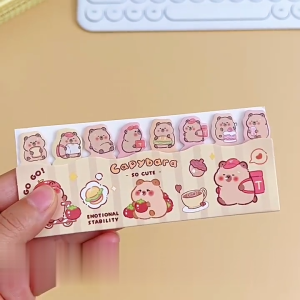 Satu Keluarga Sticky Notes Motif Capybara Lucu 8 Baris A95 Kertas Memo Kapibara Catatan Penanda Buku