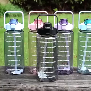 Botol minum 2 Liter Korea Transparant Pelangi Waktu Kata Motivasi - Botol Viral 2 Liter