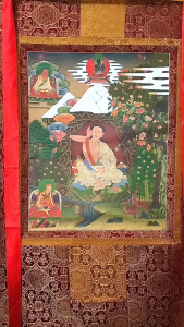 Cuộn Tranh ThangKa Ngài Jetsun Milarepa Mật Tông Bằng Vải Gấm Cao Cấp