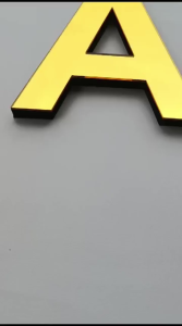 Huruf Tulisan GOLD Akrilik Timbul Spon Hitam 1cm Angka Silver Nama Toko Acrylic Sign Wall Name