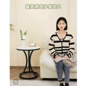 Yac💕โต๊ะกลมขนาดเล็ก โครงขาเหล็กหลายสี ตั้งมุมห้อง อ่านหนัง โต๊ะตกแต่งห้อง โครงขาเหล็ก มี4สี