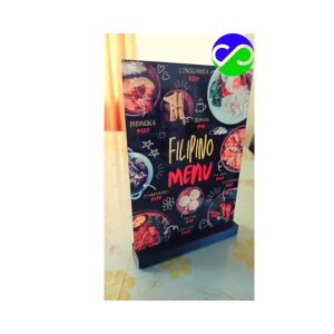 Menu on Sintra Board Customized with Reusable Stand Base