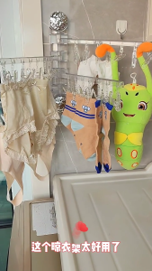 Suction Cup Drying Rack Foldable Balcony Glass Socks Drying Rack Hanger Multi-Clip吸盘袜子晾晒架