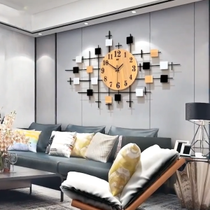 HOL Silent Clocks Living Room Solid Wood Wall Clock Home Decoration
