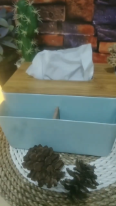 Kotak Tisu Kayu / Tissue Box 2 in 1 Organizer / Wadah Tempat Remote / Rak Dudukan HP / Remot