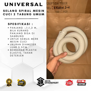 SELANG SPIRAL MESIN CUCI 2 TABUNG UMUM - SLANG PEMBUANGAN AIR MESIN CUCI - BUANGAN MULTI UNIVERSAL | Sparepart Mesin Cuci